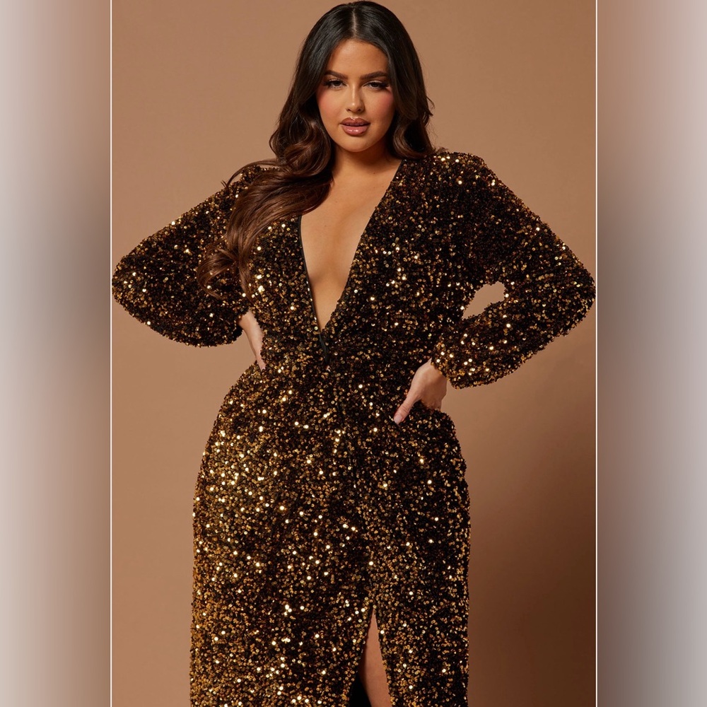 Glittering Black and Gold Dress plus size